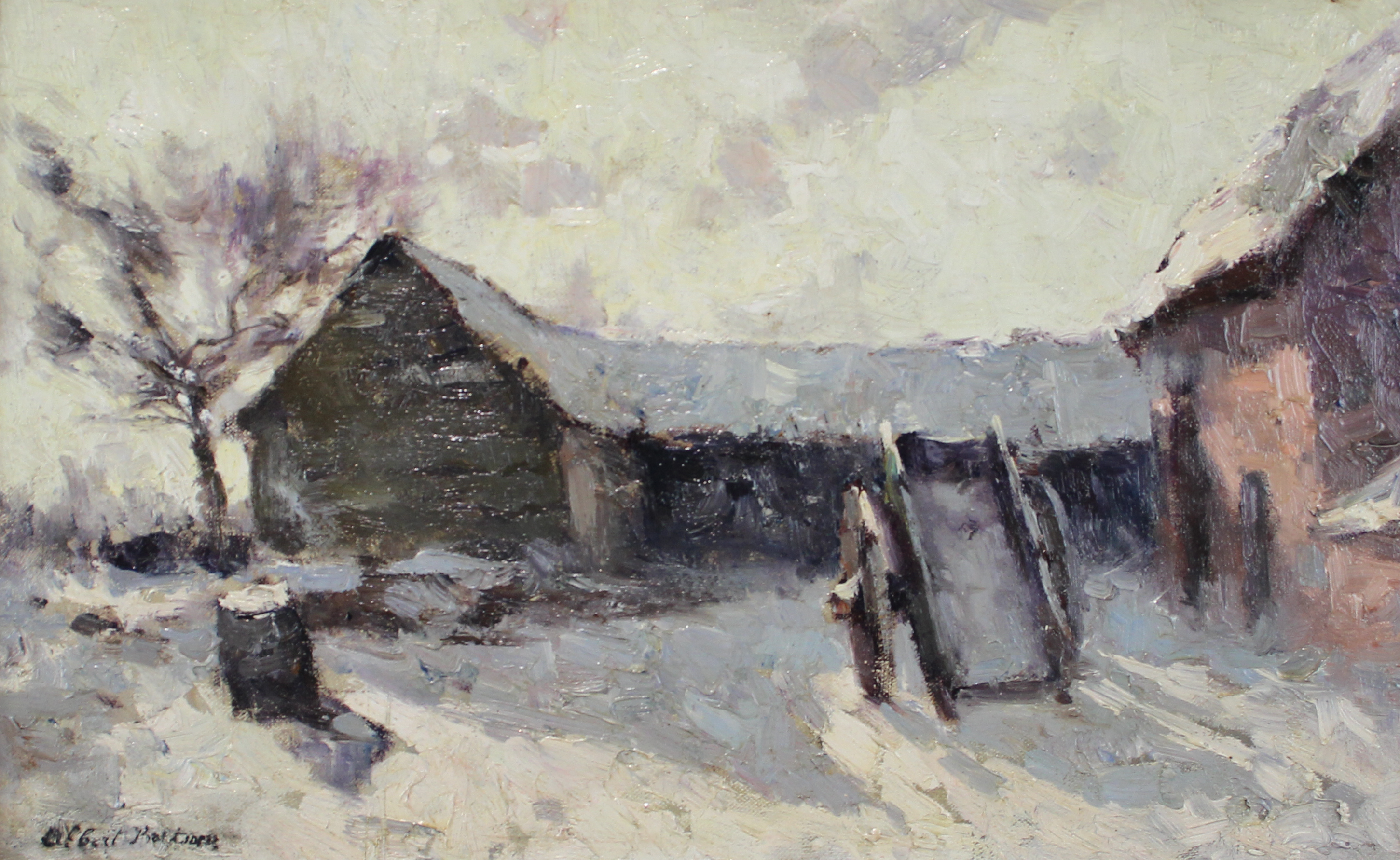 tableau Effet de lumire  en hiver Baertsoen Albert paysage  huile toile 1re moiti 20e sicle