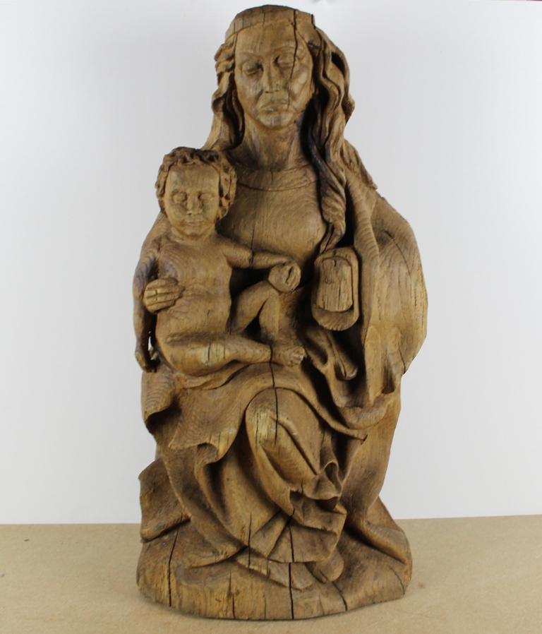 sculpture Vierge  l'enfant   religieux   bois 