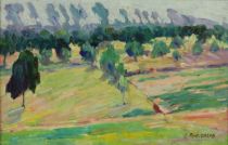 tableau Paysage fauve Daens Antoine paysage  huile carton 1ère moitié 20e siècle