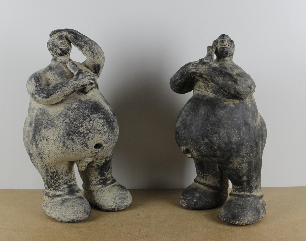 sculpture Le couple   personnage,scène de genre  terre cuite  2ième moitié 20e siècle