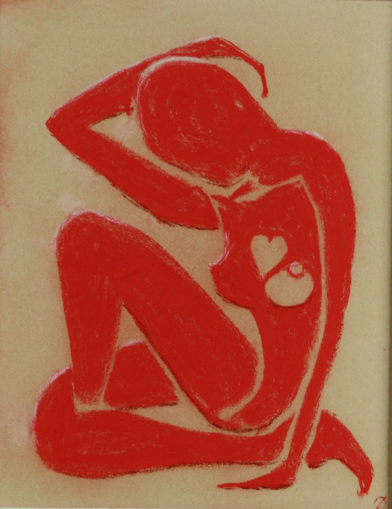tableau La femme nue   mode,nu,moderne  pastel papier 2ième moitié 20e siècle