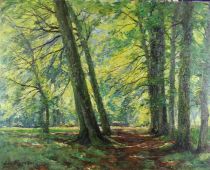 tableau La forêt  Clesse Louis paysage,sous-bois  huile panneau 1ère moitié 20e siècle