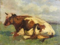tableau La Vache Robbe Louis animaux  huile toile 19e sicle