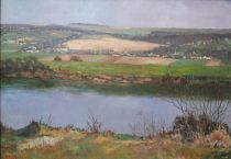 tableau La Moselle Sünnen Joseph (jos) paysage  huile carton 1ère moitié 20e siècle