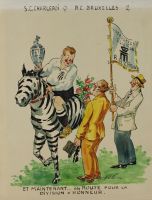 tableau S.C. Charleroi - R.C. Bruxelles   caricature,sport  mixte papier 1ère moitié 20e siècle
