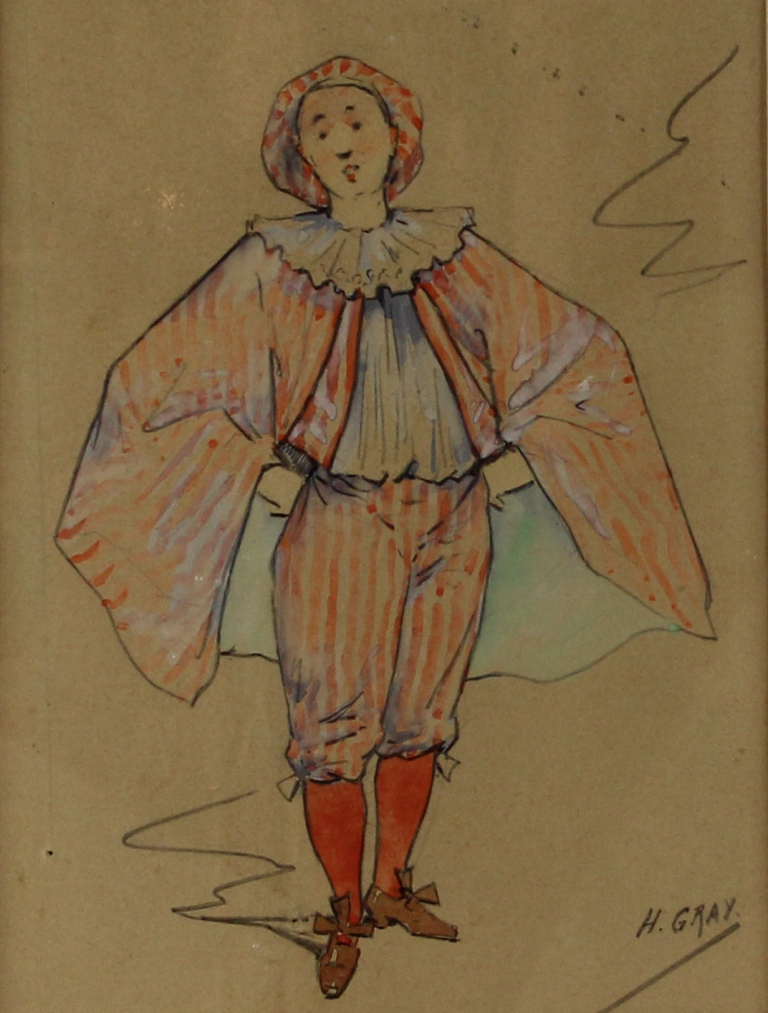 tableau Le costume  ligne rouge GRAY Henri personnage  aquarelle papier 1re moiti 20e sicle