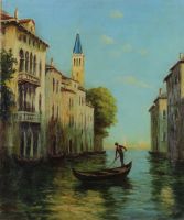 tableau Canal à Venise   marine,ville  huile toile 1ère moitié 20e siècle
