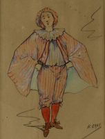 tableau Le costume  ligne rouge GRAY Henri personnage  aquarelle papier 1re moiti 20e sicle