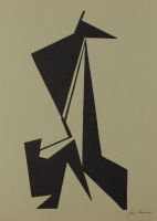tableau Sans titre Burssens Jan mode,moderne abstrait estampe papier 2ième moitié 20e siècle
