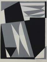 tableau Sans titre Delahaut Jo moderne abstrait estampe papier 2ième moitié 20e siècle