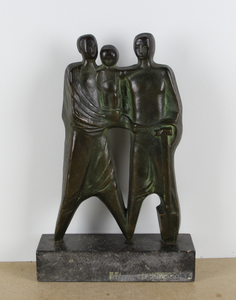 sculpture La famille  Verlee Luc personnage,scne rurale  bronze  2ime moiti 20e sicle
