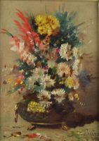 tableau Le bouquet Cauchois Eugène Henri nature morte  huile toile 1ère moitié 20e siècle