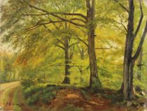 tableau Aux environs de Spa Crehay  Gérard-Antoine paysage,sous-bois  huile toile 1ère moitié 20e siècle