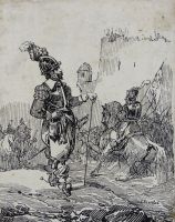 tableau Le siège  CHARLET  Nicolas-Toussaint militaire,ville  encre papier 19e siècle