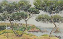 tableau Baïta   marine,paysage marin  aquarelle papier 1ère moitié 20e siècle