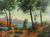 tableau La grande lagune de Naples Bruyeere A paysage,paysage marin  huile toile 1ère moitié 20e siècle