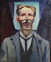 tableau L'homme à la cravate    portrait  huile toile 1ère moitié 20e siècle
