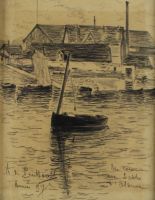 tableau Les sables d'Olonne   marine  crayon papier 1ère moitié 20e siècle