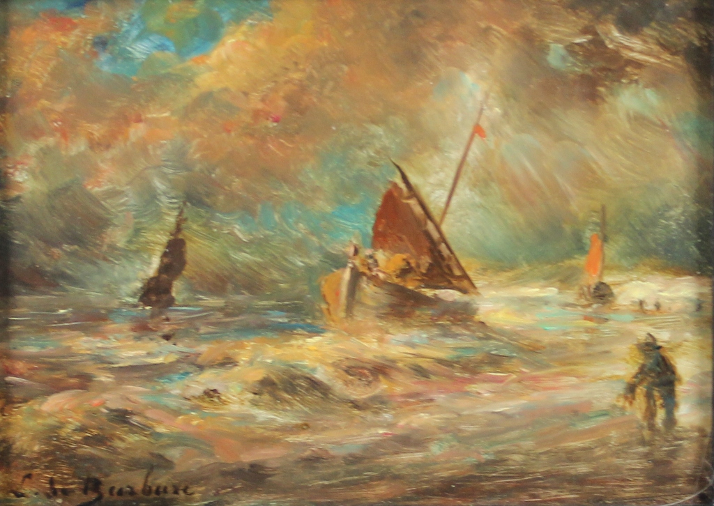 tableau Les voiliers De Burbure Louis marine,paysage,paysage marin  huile panneau 19e sicle