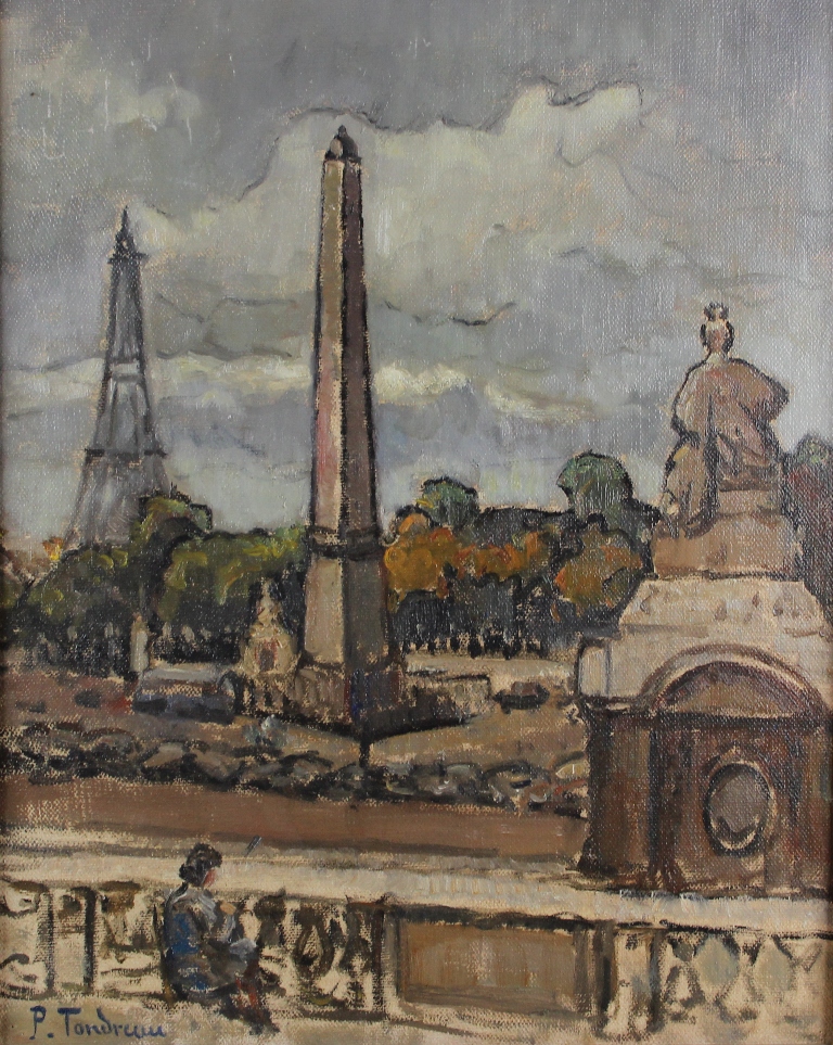 tableau Jardin des tuileries Tondreau Paul paysage  huile toile 2ime moiti 20e sicle