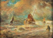 tableau Les voiliers De Burbure Louis marine,paysage,paysage marin  huile panneau 19e siècle