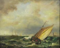 tableau Les voiliers   marine,paysage,paysage marin  huile panneau 19e siècle
