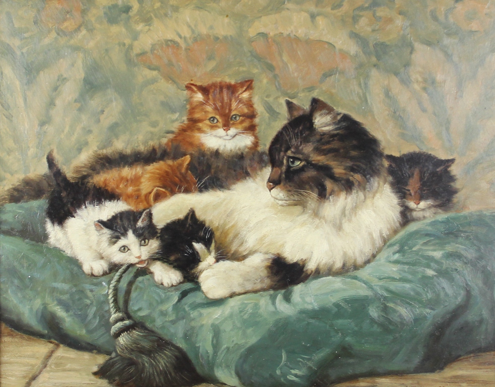tableau Les chatons Karssen Ton (Anton Nicolaas Marie) animaux  huile panneau 2ime moiti 20e sicle