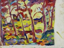 tableau Paysage fauve   paysage  huile papier 2ième moitié 20e siècle