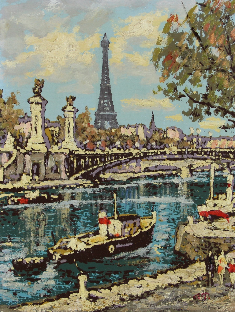 tableau Paris et la tour Eiffel  Pinot Albert ville  huile triplex 1re moiti 20e sicle