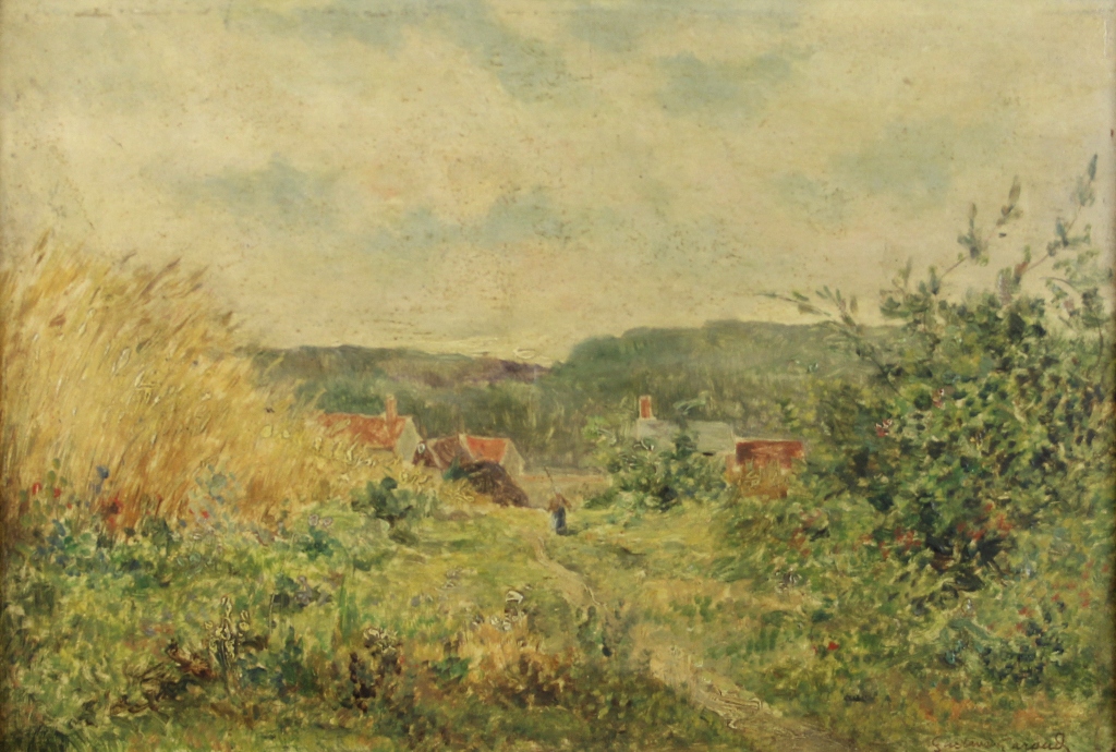 tableau Retour au hameau Garaud Gustave Csaire paysage,scne rurale  huile panneau 1re moiti 20e sicle