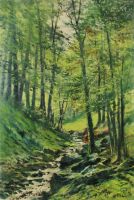 tableau La petite cascade  Keuller Vital paysage,sous-bois  huile toile 1ère moitié 20e siècle
