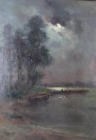 tableau Matinée d'automne Steppe Romain marine,paysage,personnage  huile toile 1ère moitié 20e siècle
