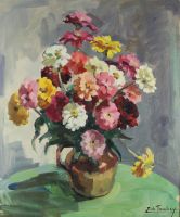 tableau Le bouquet De Tombay Ellen fleurs,nature morte  huile toile 2ième moitié 20e siècle