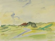 tableau Dunes en Hollande Howet Marie paysage,paysage marin  aquarelle papier 2ième moitié 20e siècle