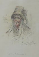 tableau Une ardennaise Jamar Armand portrait  crayon papier 1ère moitié 20e siècle