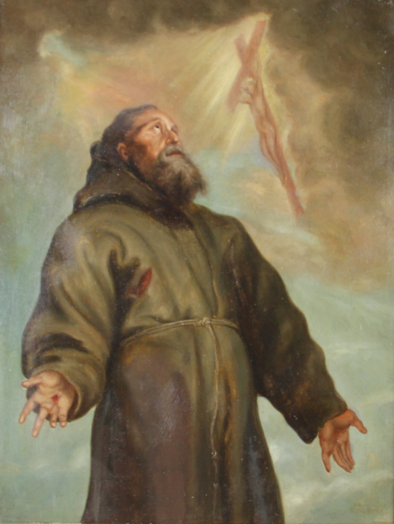 tableau Saint Franois Van Aken A religieux  huile toile 