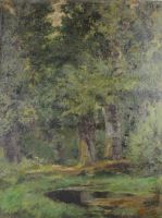 tableau Le sous bois Baron  Théodore paysage,sous-bois  huile toile 19e siècle