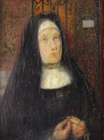 tableau La religieuse    portrait,religieux  huile panneau 1ère moitié 20e siècle