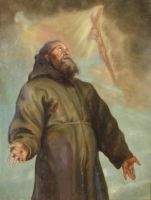 tableau Saint François Van Aken A religieux  huile toile 