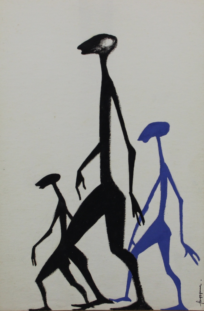 tableau Sans titre Synave Jacques personnage  gouache papier 2ième moitié 20e siècle