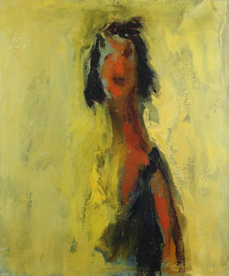 tableau Portrait de femme Serrato Ruggero mode,personnage,moderne  huile toile 2ième moitié 20e siècle