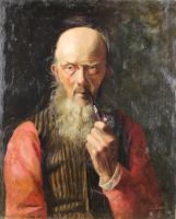 tableau Le fumeur de pipe   personnage,portrait  huile toile 1ère moitié 20e siècle