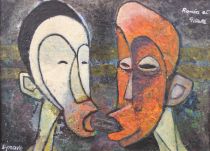 tableau Roméo et Gilette Synave Jacques humoristique  mixte isorel 2ième moitié 20e siècle