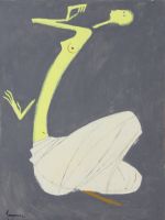 tableau Sans titre Synave Jacques personnage  gouache papier 2ième moitié 20e siècle