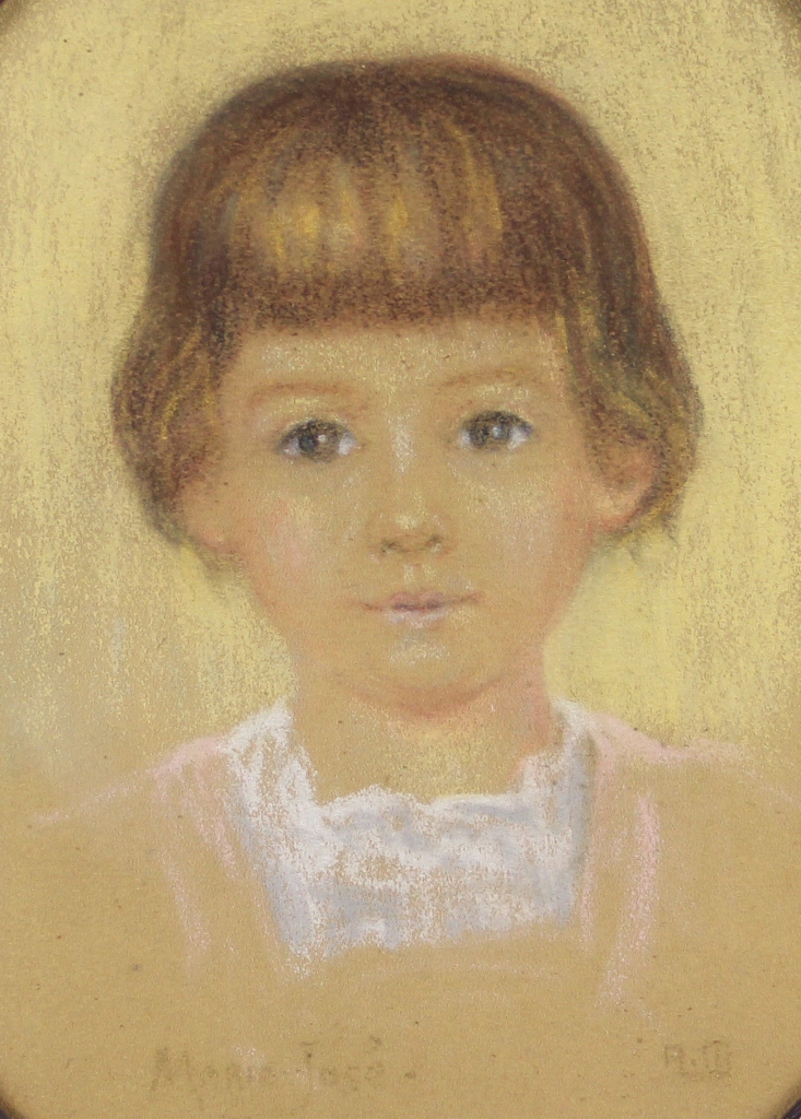 tableau Marie-Jos ma fille  Martin Alfred portrait  pastel papier 1re moiti 20e sicle