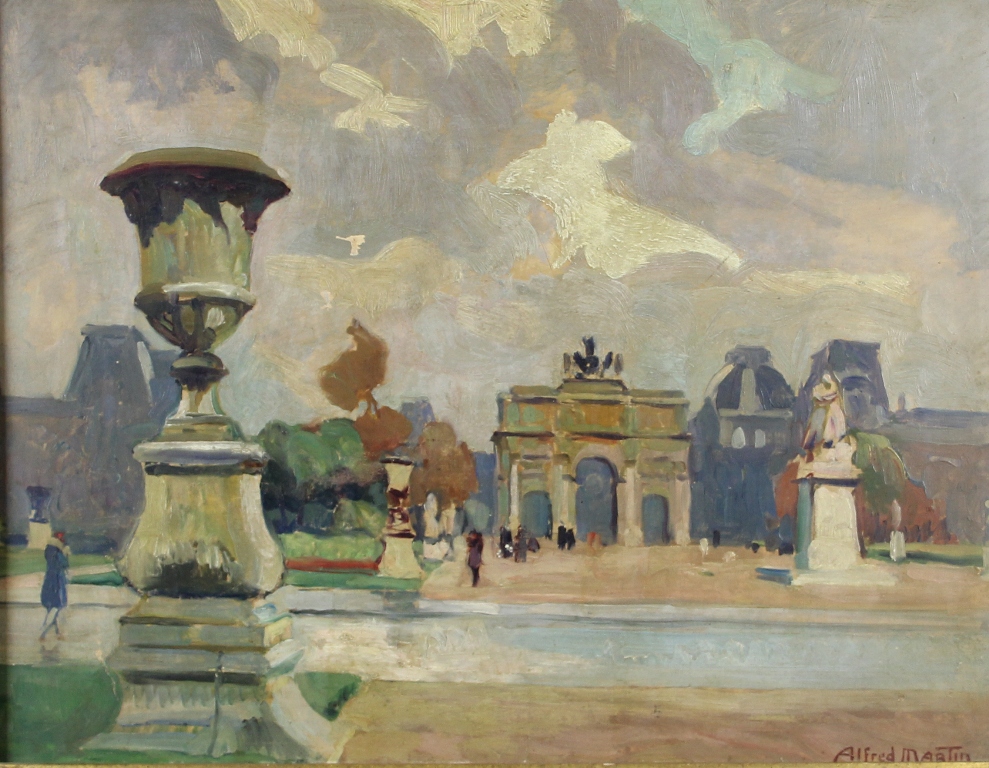 tableau Le carrousel du Louvre Paris Martin Alfred paysage,ville  huile panneau 1re moiti 20e sicle