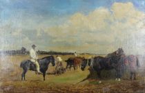 tableau Le contremaître    animaux,paysage,personnage,scène rurale  huile toile 1ère moitié 20e siècle