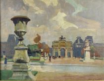 tableau Le carrousel du Louvre Paris Martin Alfred paysage,ville  huile panneau 1ère moitié 20e siècle