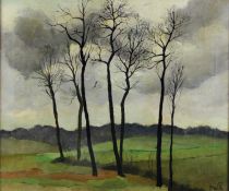 tableau Les grands arbres Mathy Henri paysage  huile toile 2ième moitié 20e siècle