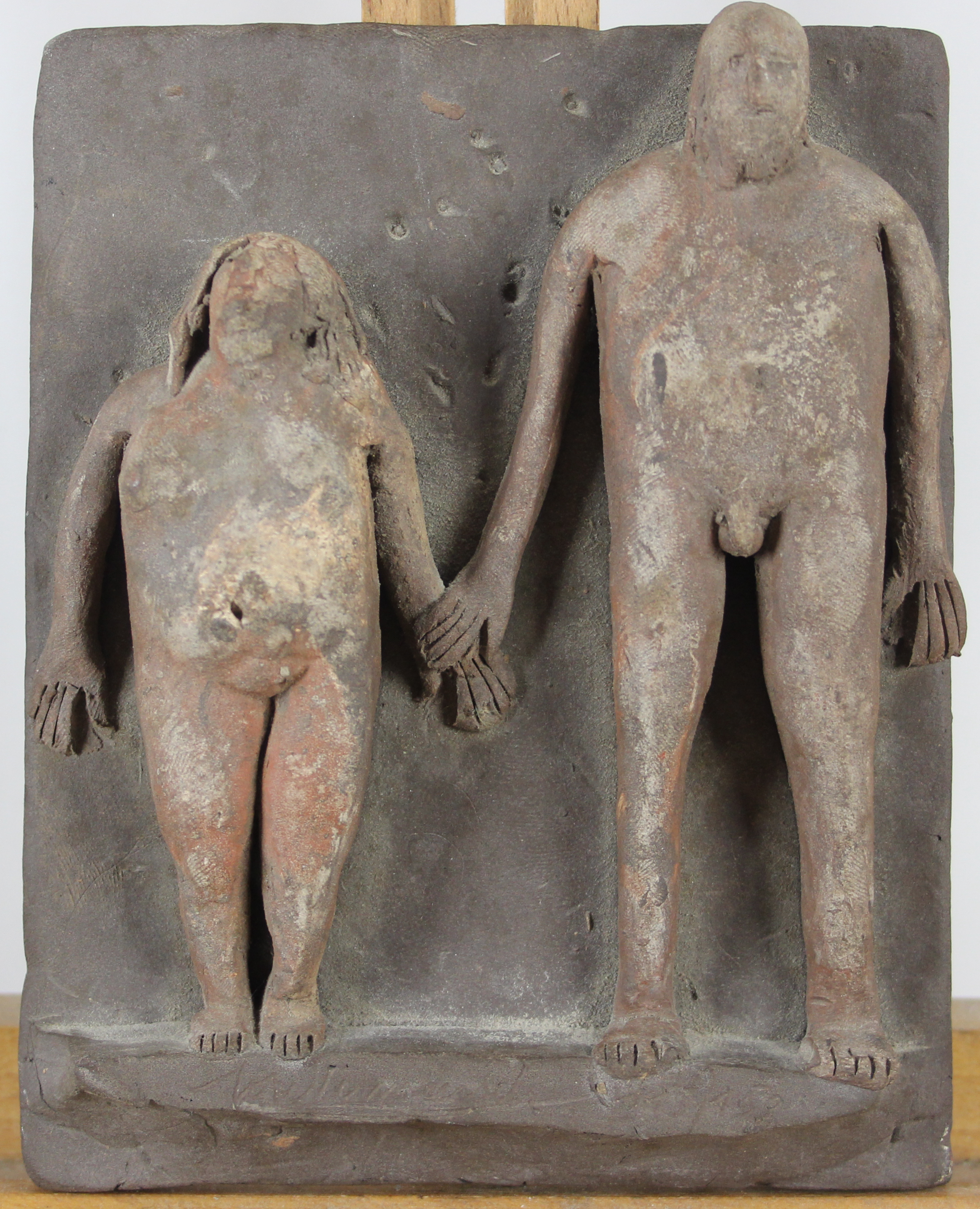 sculpture Le couple Vermeersch Jos personnage  terre cuite  2ime moiti 20e sicle